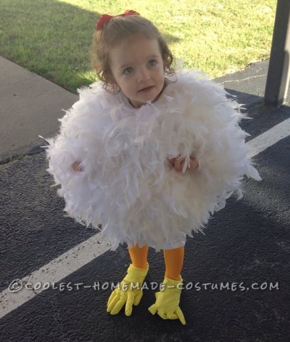 Cutest Toddler DIY Chicken Costume on a Budget