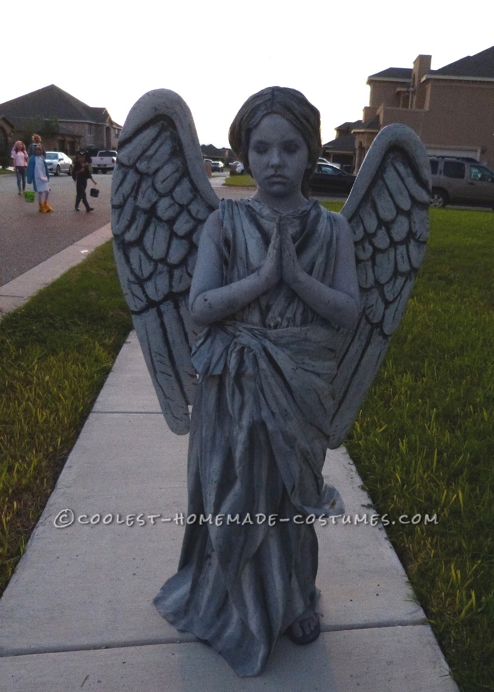 Homemade Guardian Angel Statue Costume for a 9 Year Old Girl