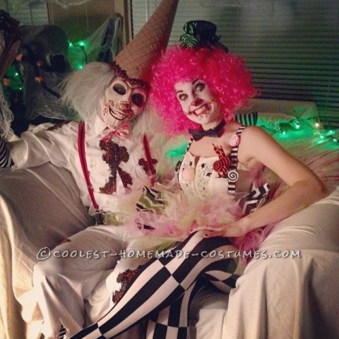 Handmade Super Creepy Ice Cream Man and Candy Clown Couple Costume