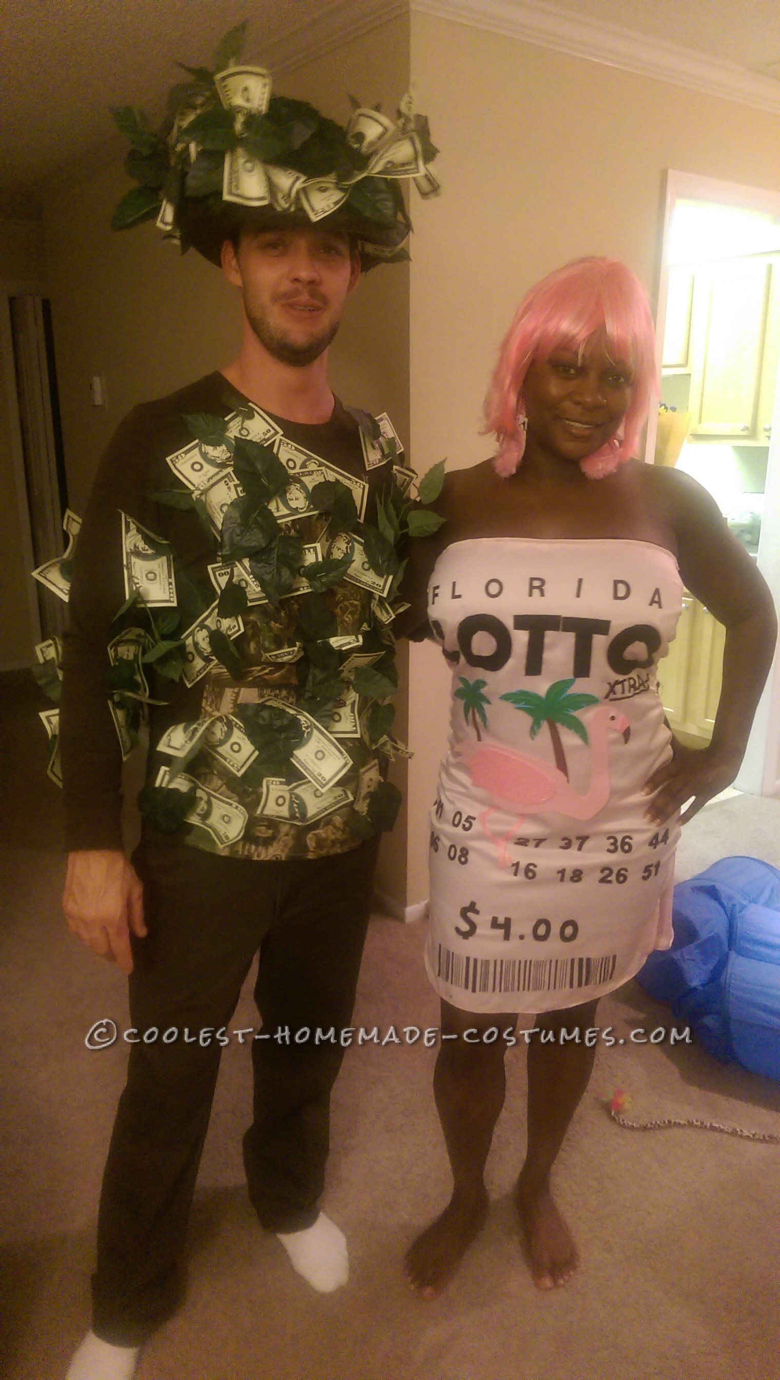 Hottest Lotto Ticket and Money Tree Couple Costume
