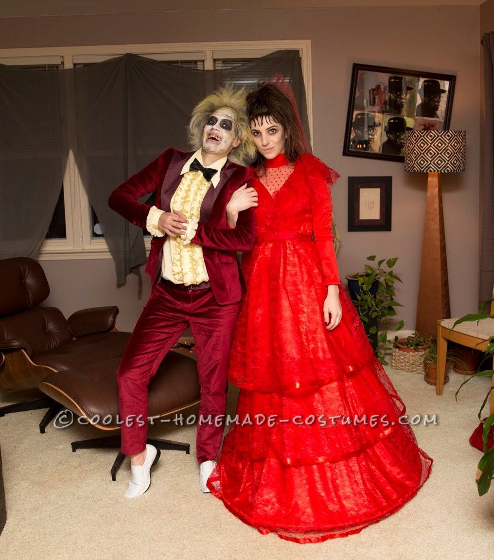 Lady Couple Lydia and Beetlejuice Homemade Costumes