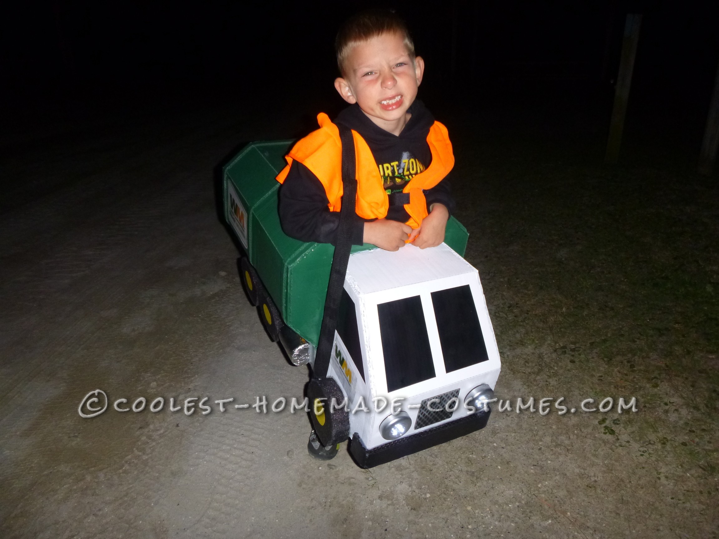 Homemade Lil' Garbage Truck Costume for a Boy