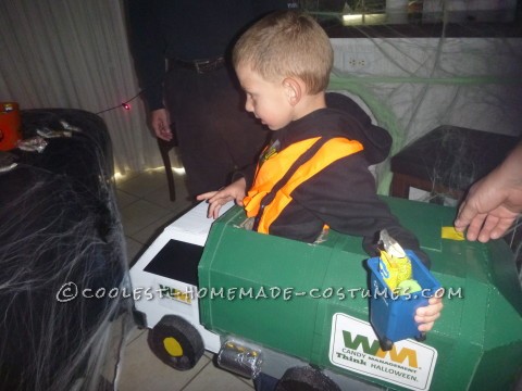 Homemade Lil' Garbage Truck Costume for a Boy