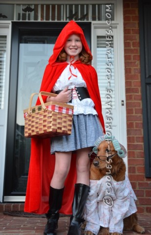 Little Red Riding Hood Child Costume and Grandmother Dog