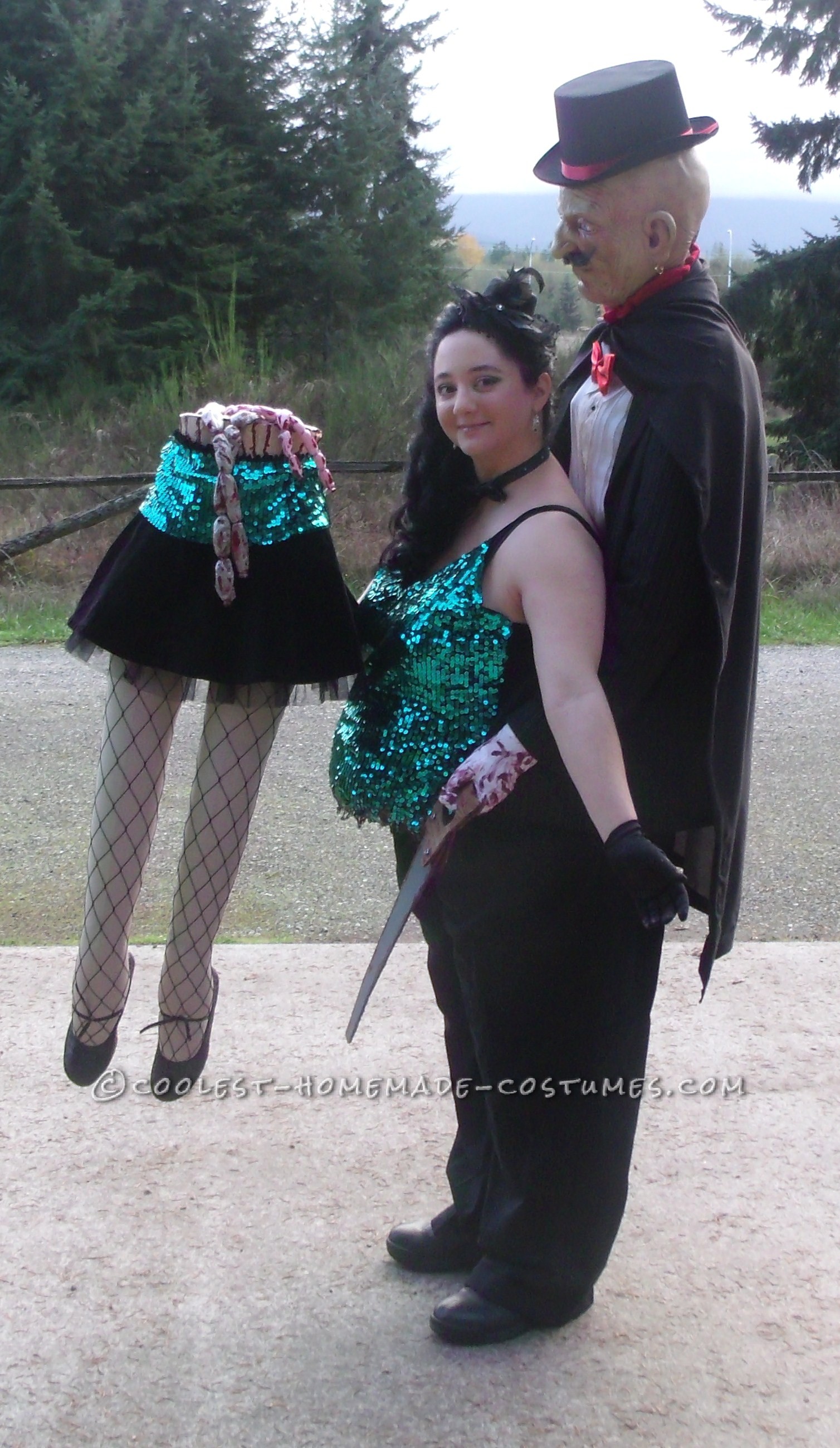 Homemade Magician's Assistant Sawed in Half Illusion Costume