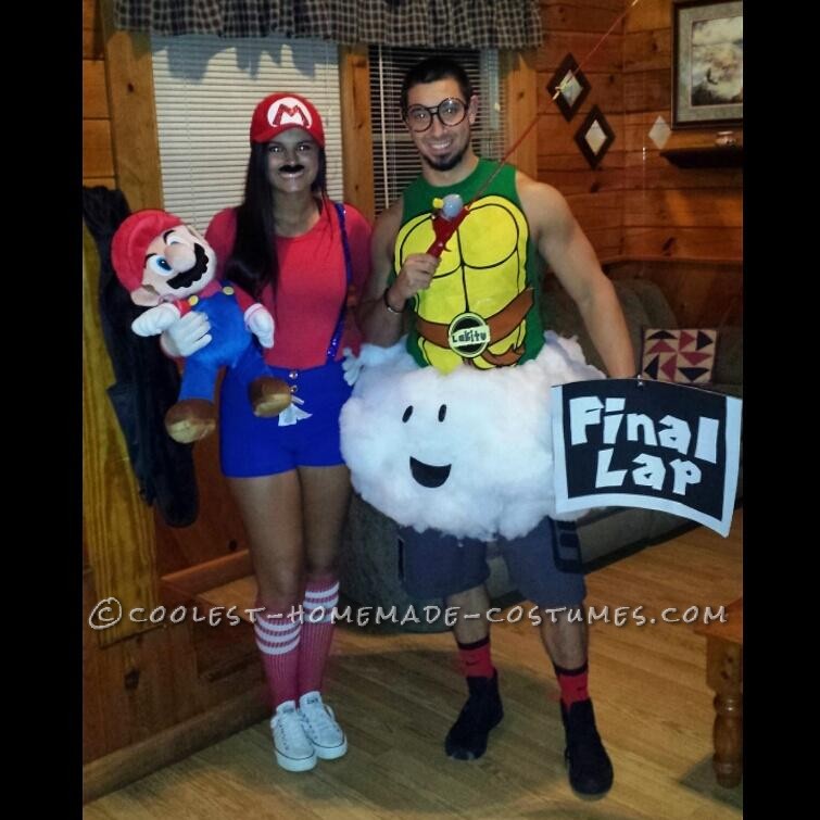 Homemade Mario and Lakitu (the Final Lap Guy) Couple Costume