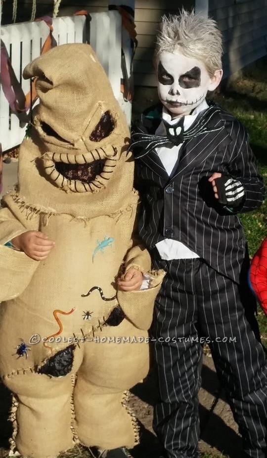 Coolest Oogie Boogie Costume with Jack and Sally from Nightmare Before Christmas