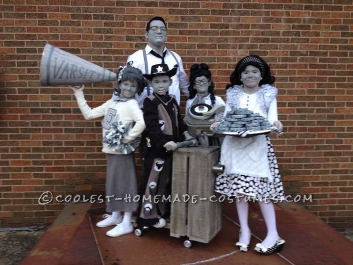 Black and White 50's  TV Family Costume