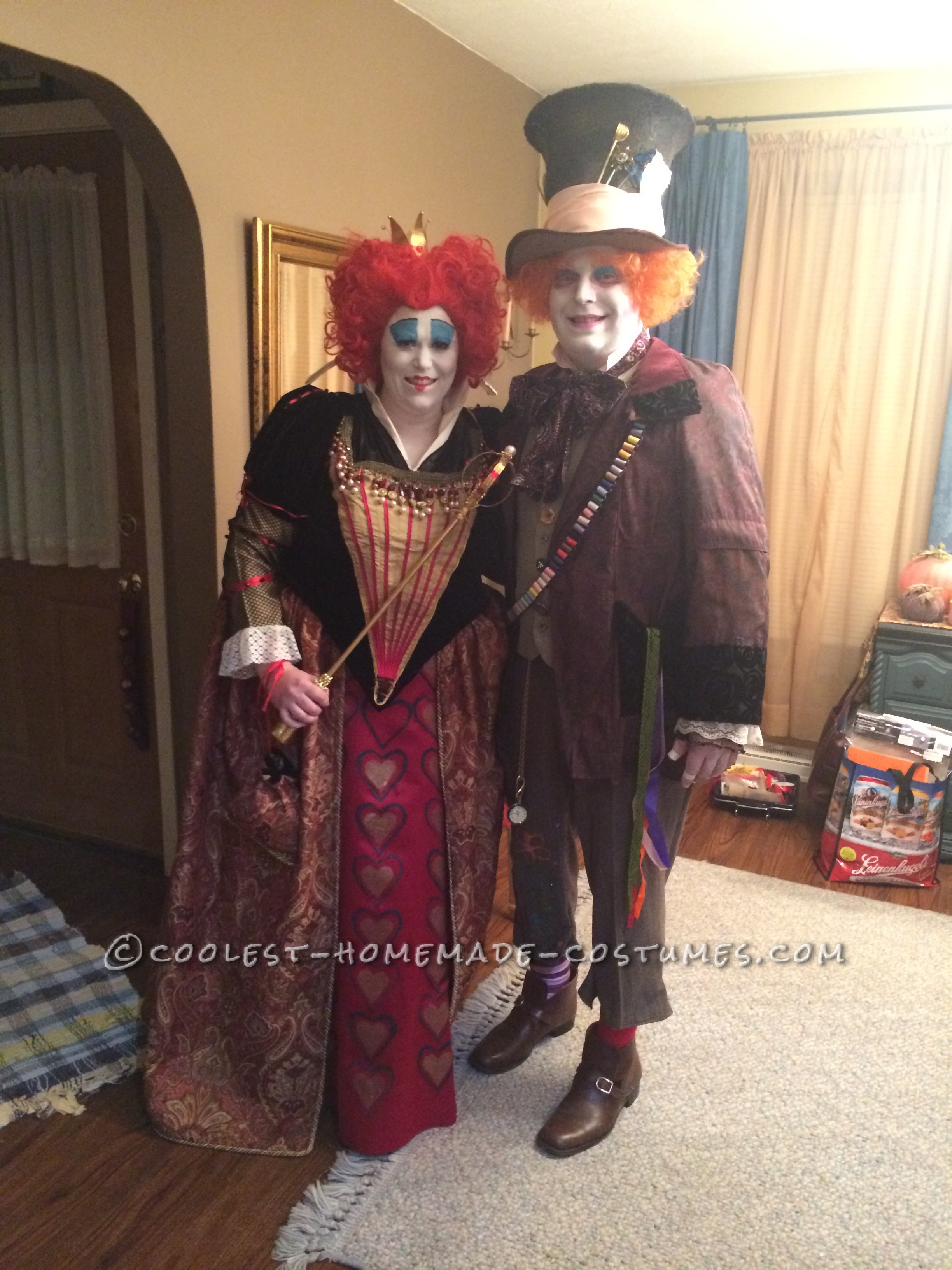 Great Red Queen and Mad Hatter Couple Costume