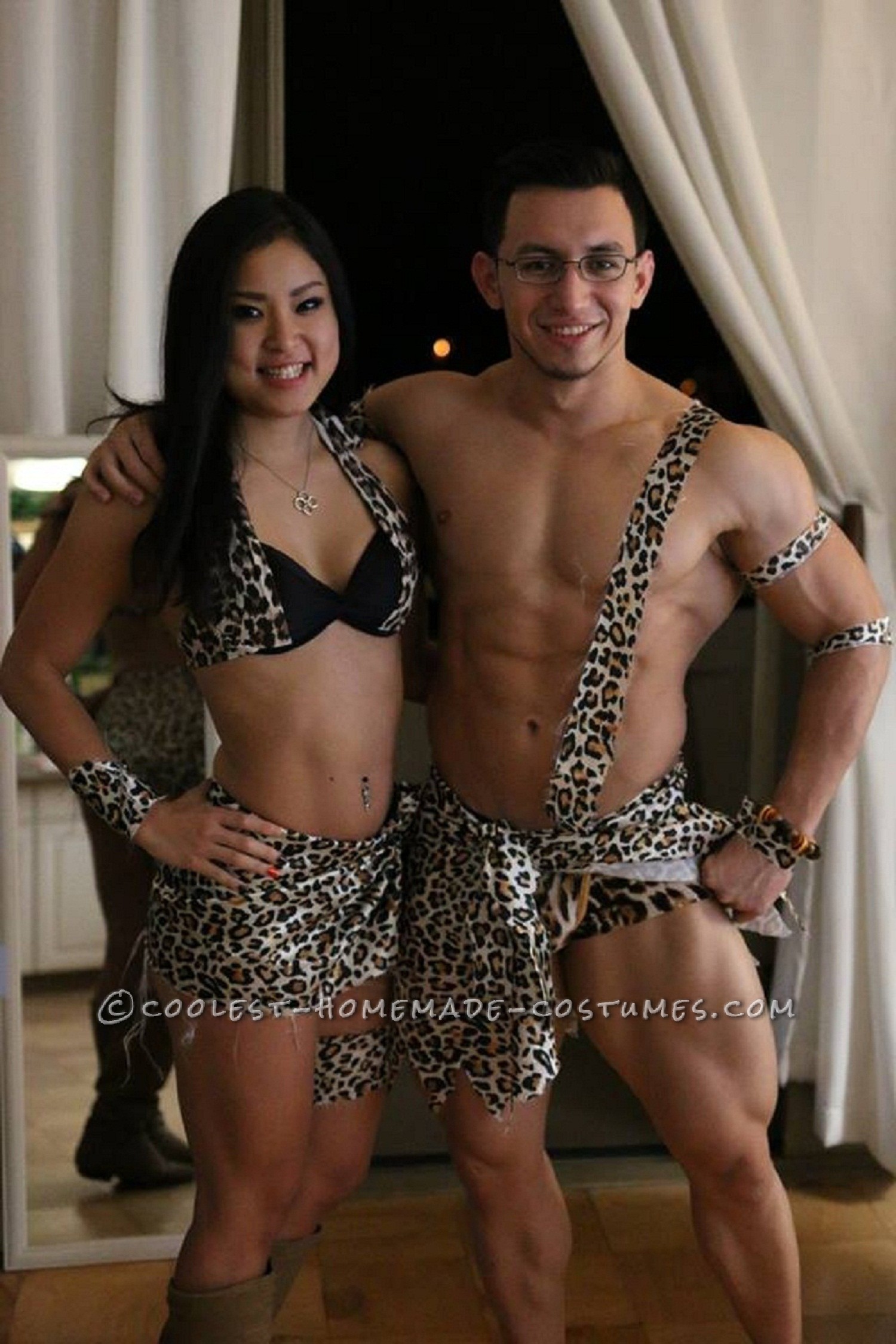 Bodybuilder Tarzan and Jane Couple Costume