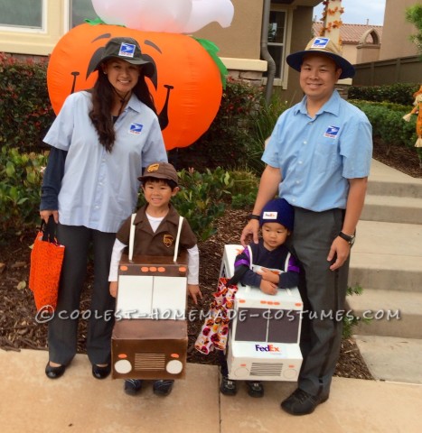 UPS, FedEx and USPS Family Costume - Working Together for On-Time Delivery!