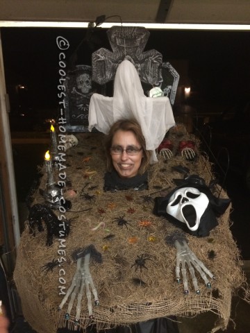 Homemade Walking Cemetary Halloween Costume for a Woman