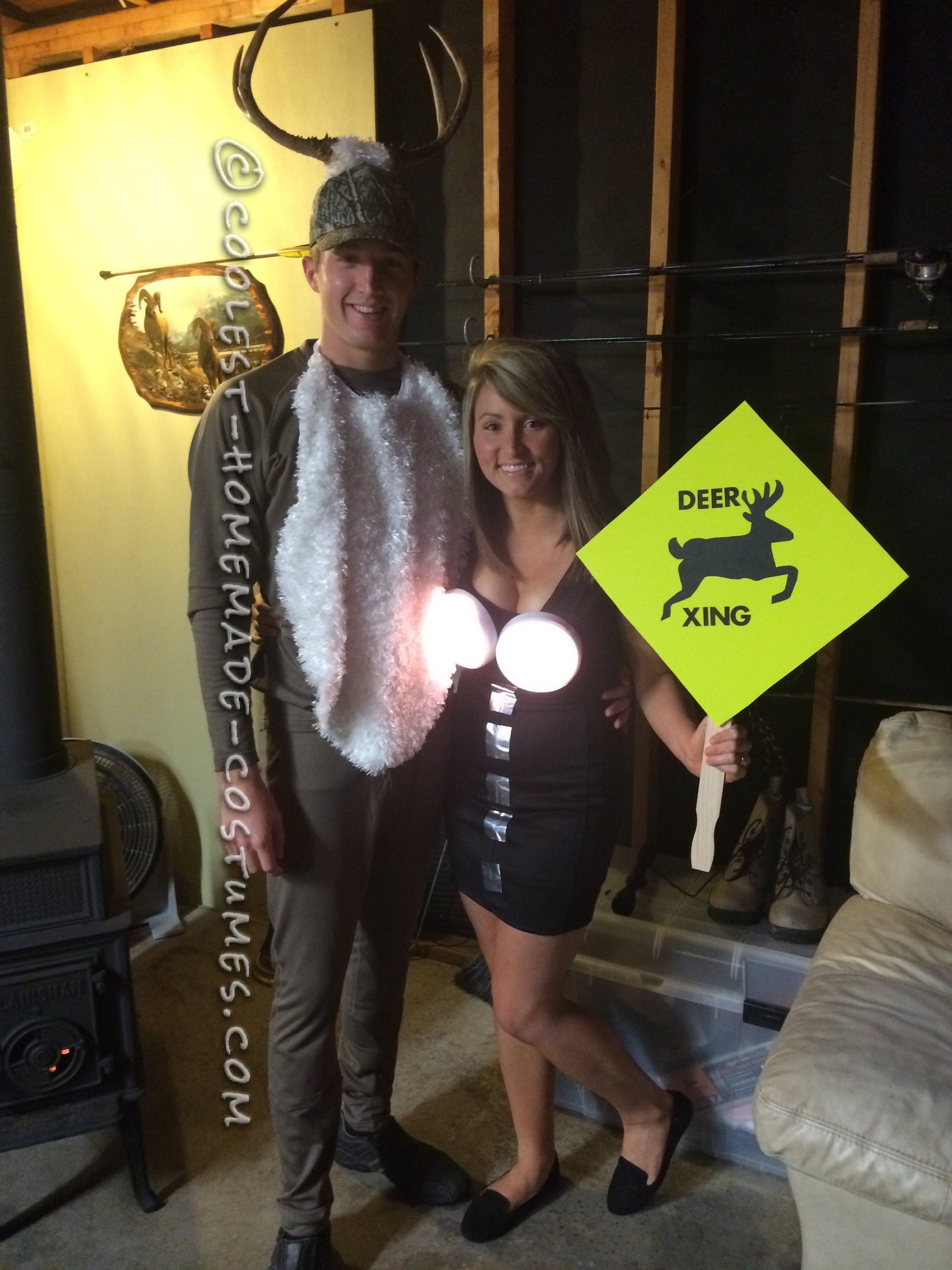 Coolest Homemade Deer in Headlights Couple Costume