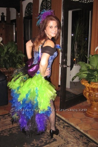 Wedding Dress Turned to Colorful Peacock Costume