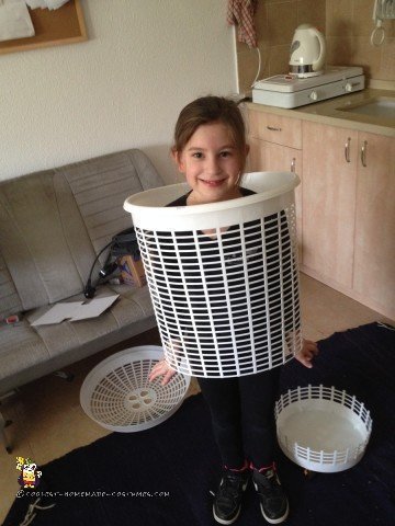 Popcorn Costume - Cutting the Laundry Basket