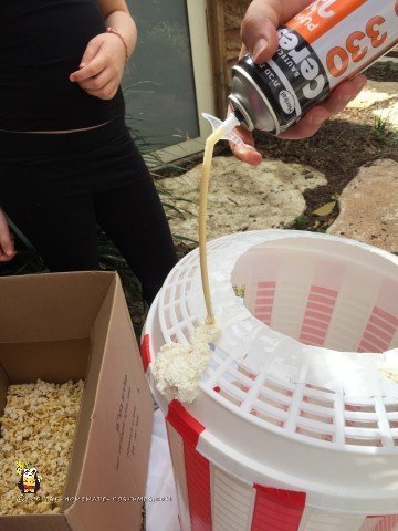 Adding the first bit of foam to the Popcorn Costume