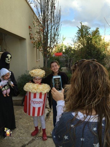 Photo time for popcorn costume and alien abduction costume