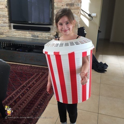 The tape is on the Popcorn costume, now we're ready for the Popcorn