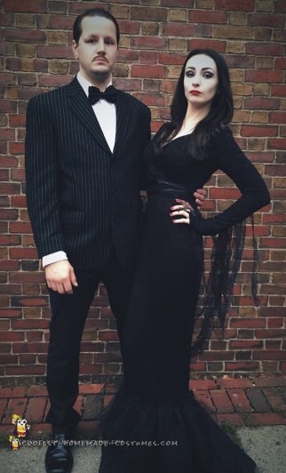 Cool Morticia and Gomez Addams Couple Costume