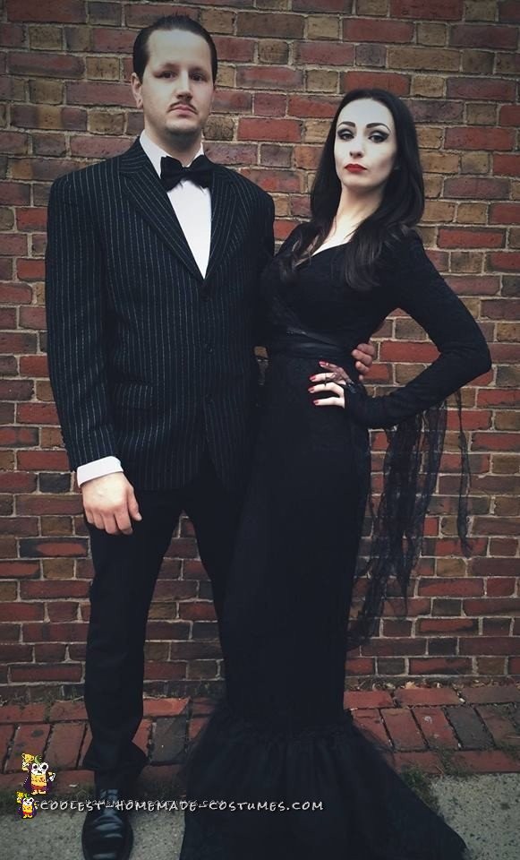 Cool Morticia and Gomez Addams Couple Costume