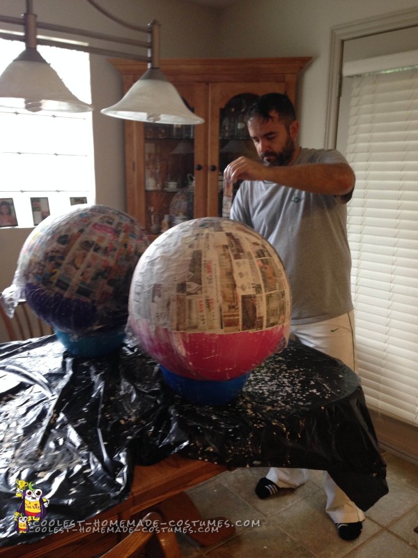 Paper Mache Time for the Minion Costumes!