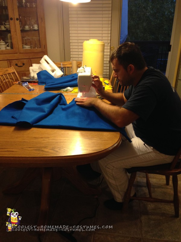 Sewing the Minion Costumes Overalls...that's right I SEW!! ;-)