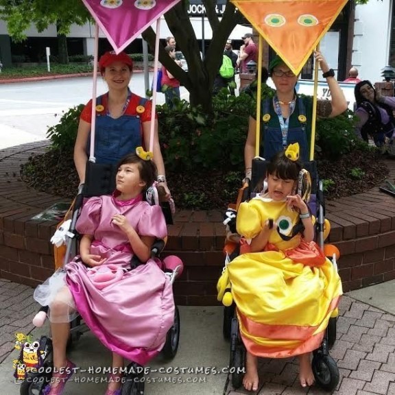 Princess Daisy and Princess Peach Costumes for Wheelchairs Princess Daisy And Princess Peach Costumes For Wheelchairs