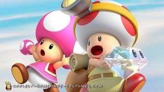 Cool Mario Brothers Costumes: Captain Toad, Toadette and Shy Guy