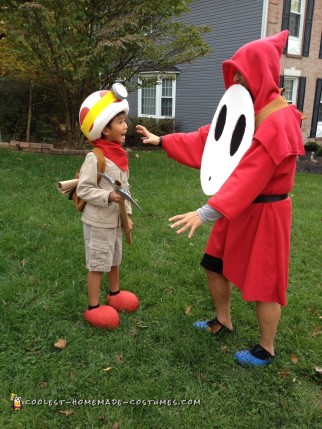 Cool Mario Brothers Costumes: Captain Toad, Toadette and Shy Guy