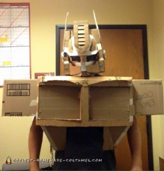 Custom Cardboard Box Optimus Prime Transformer Costume