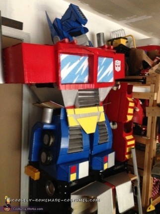 Custom Cardboard Box Optimus Prime Transformer Costume