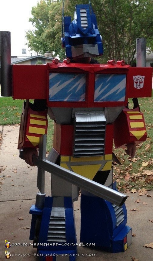 Custom Cardboard Box Optimus Prime Transformer Costume