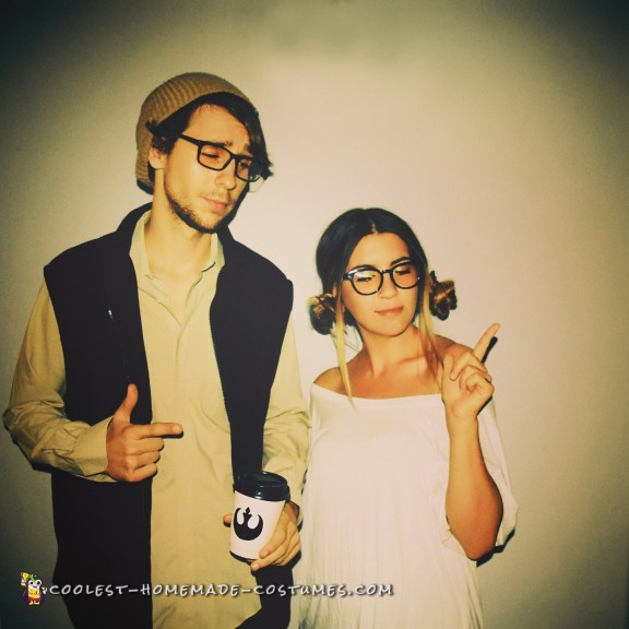 Hipster Han Solo and Princess Leia Couple Costume