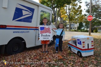 Cool Mail Carrier and Postage Stamp Couple Costume