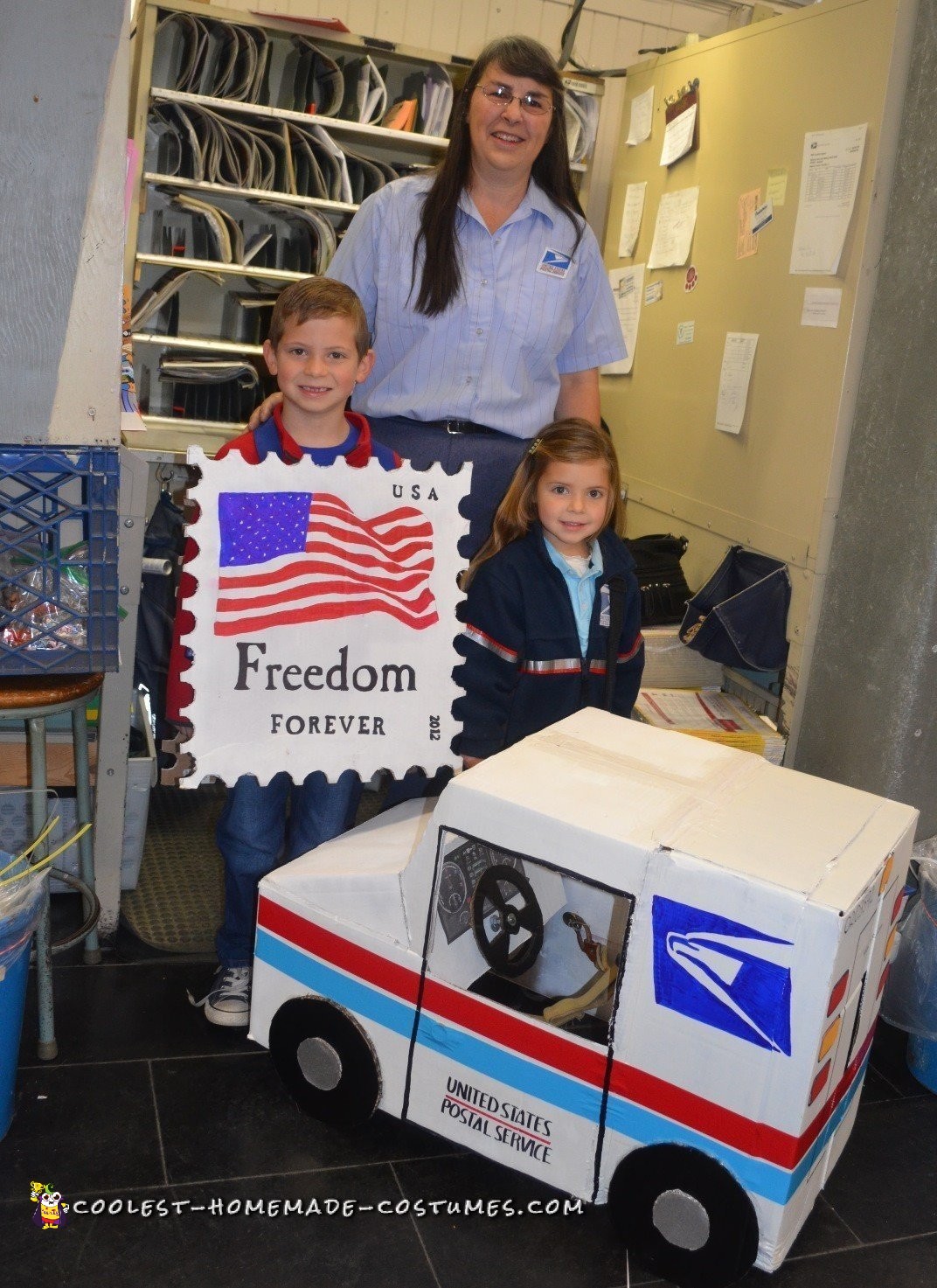 Cool Mail Carrier and Postage Stamp Couple Costume