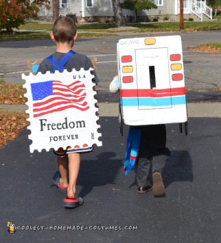 Cool Mail Carrier and Postage Stamp Couple Costume