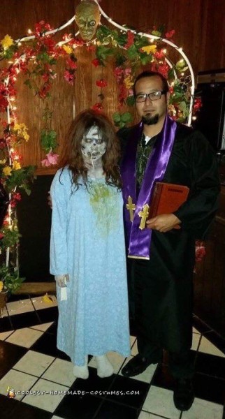 Linda Blair Exorcist and Priest Couple Costume