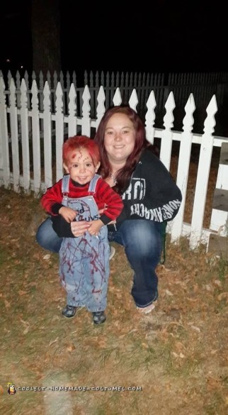 Simple Yet Scary Chucky and His Bride Mother and Son Costumes
