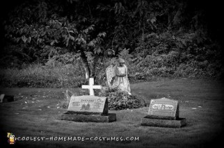 Super Creepy Stone Angel Statue Costume for a Little Girl