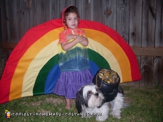 Girl and Dog Costume - Rainbow and Pot of Gold