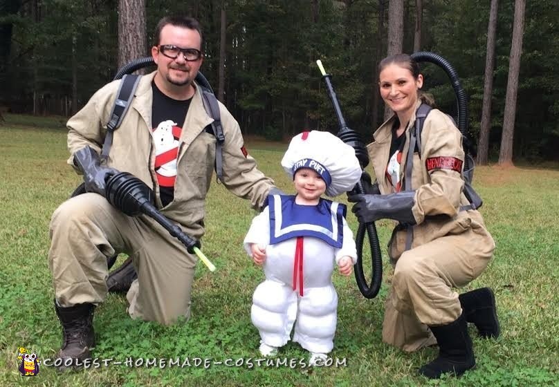 Ghostbusters and the Stay Puft Marshmallow Man Family Costumes