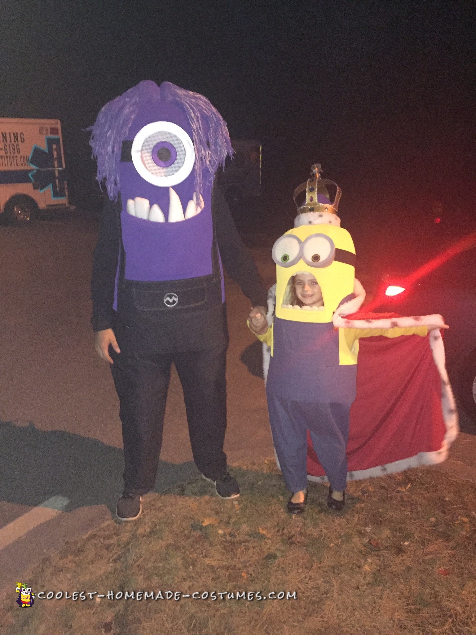 King Bob and Purple Minion Couple Costume