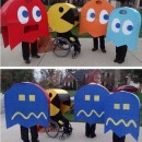 Wheelchair Pacman and Family of Ghosts Halloween Costumes