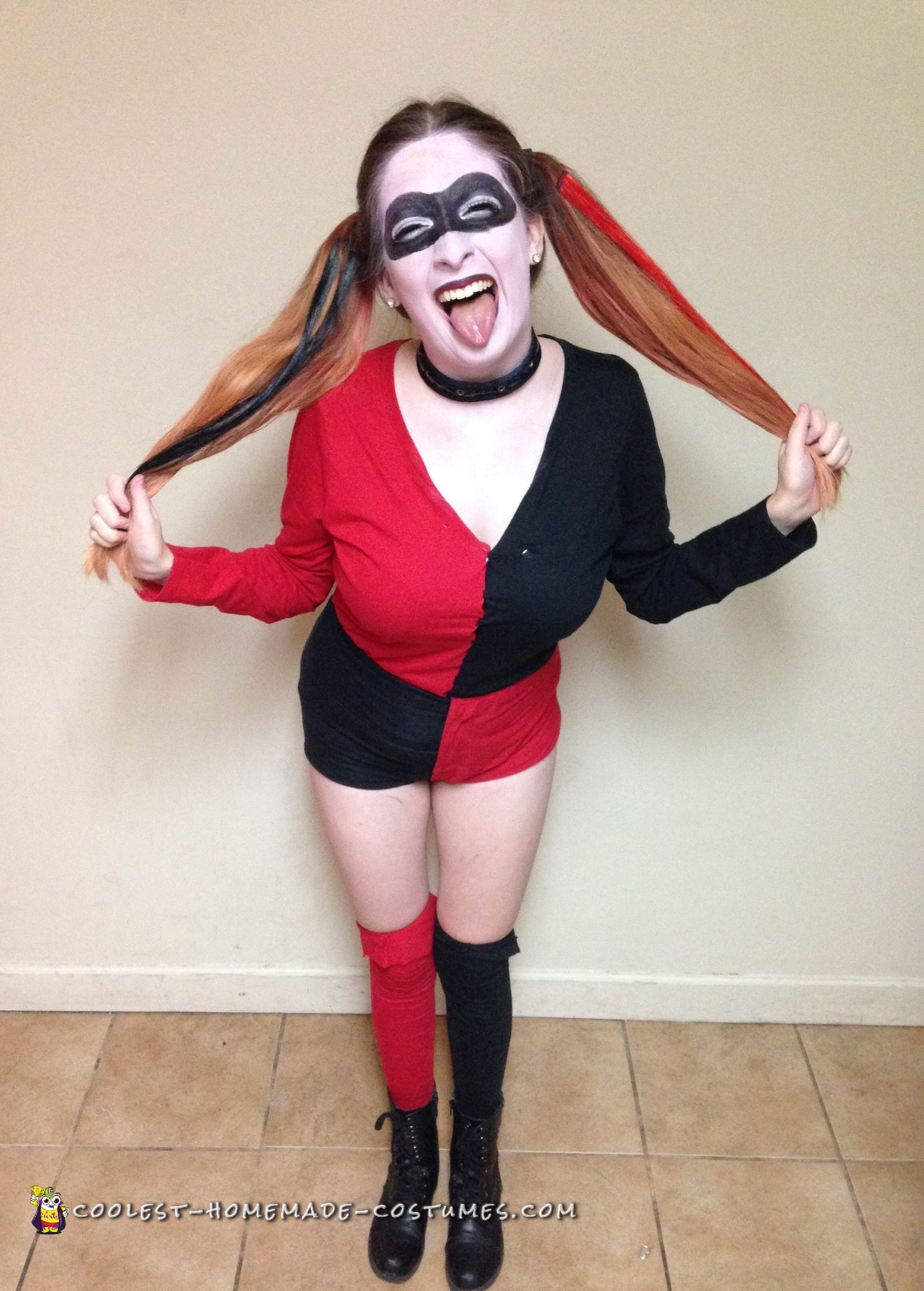 Diy harley quinn costume red and black hotsell