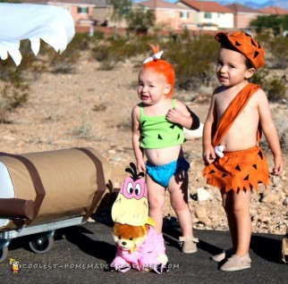 Real Life Pebbles and Bamm Bamm with Working Flintstones Car