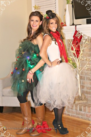 Easy Tulle Snowman and Christmas Tree Couple Costume