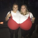 DIY Funny Couple Costumes: Huge Homemade Bra Costume