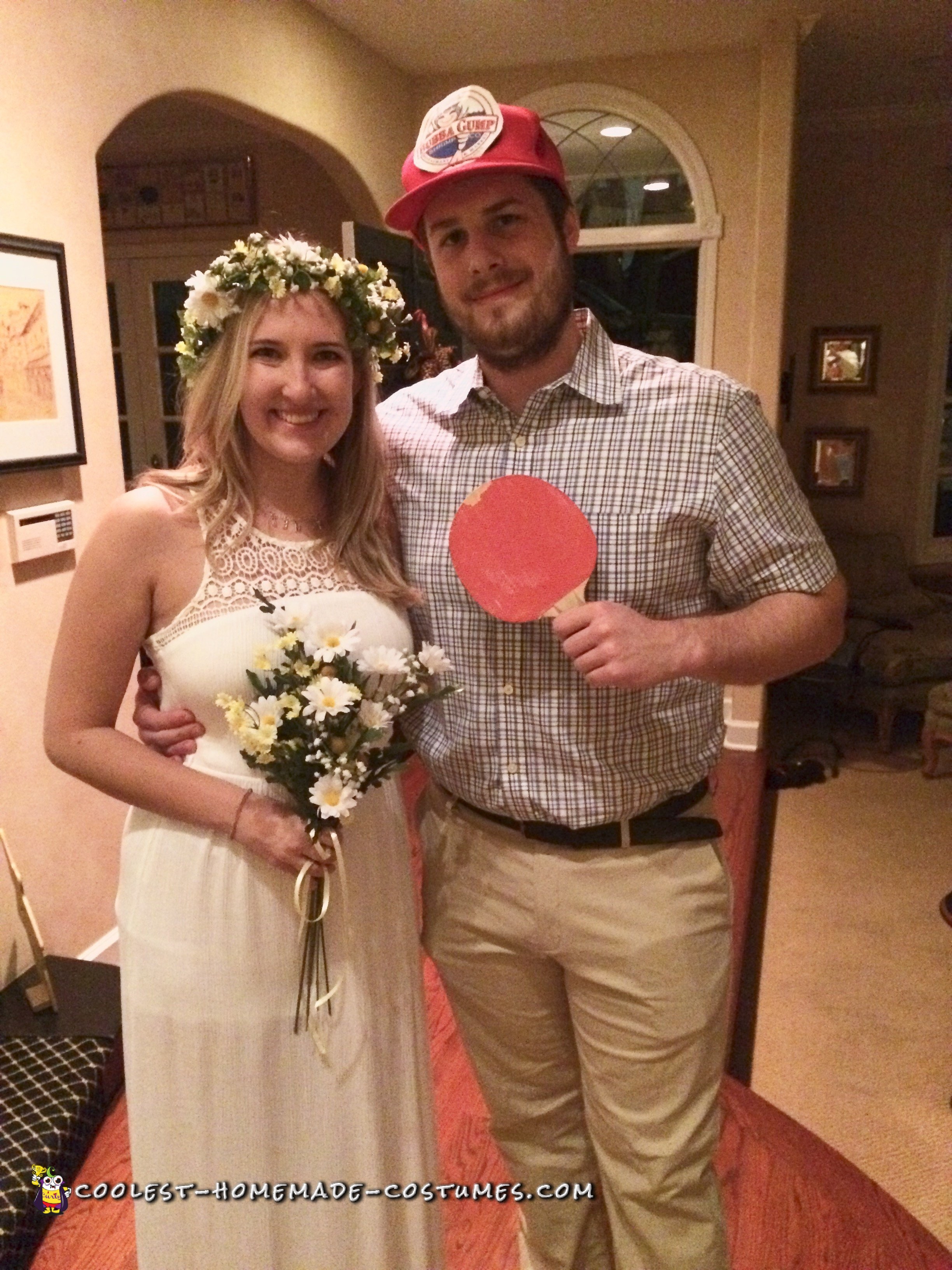 Homemade Forrest Gump and Jenny Costumes.