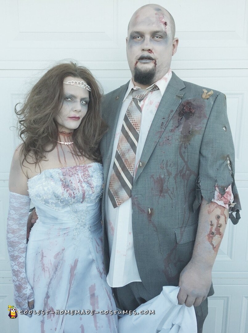 zombie bride and groom couple costume
