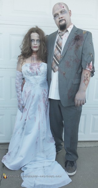 zombie bride and groom couple costume